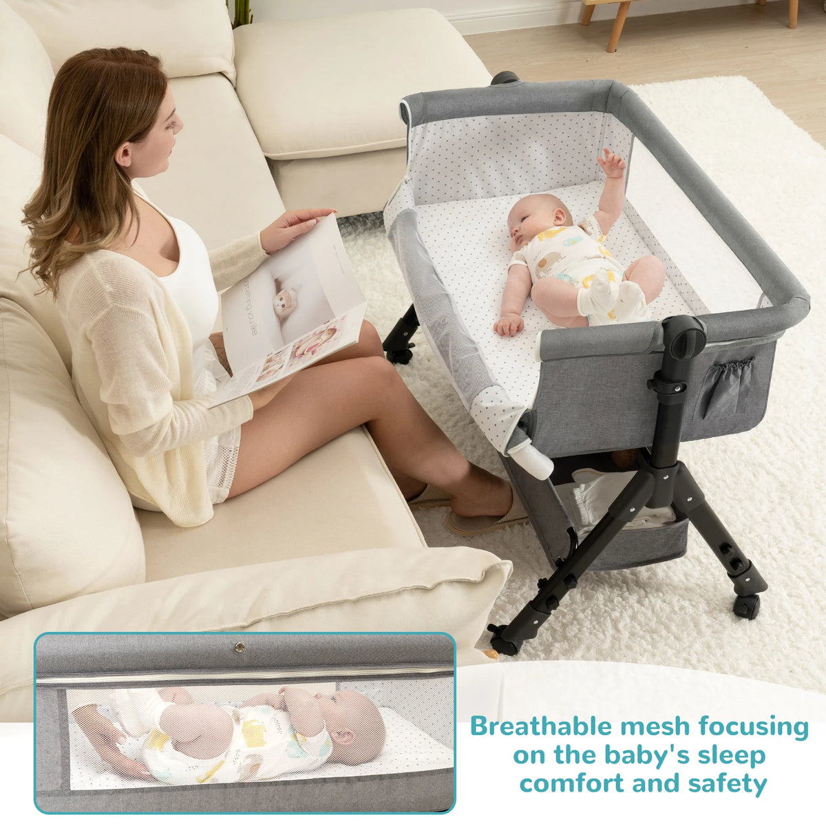 3 in 1 Baby Bassinet Bedside Sleeper