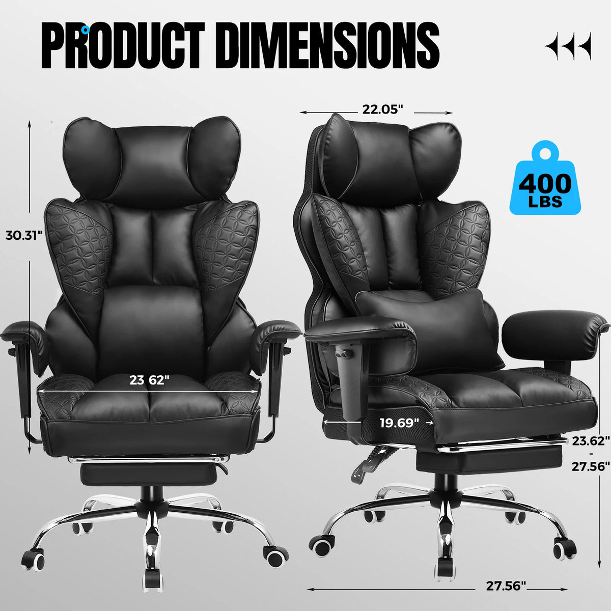Ergonomic Leather Chair with High Back and Footrest