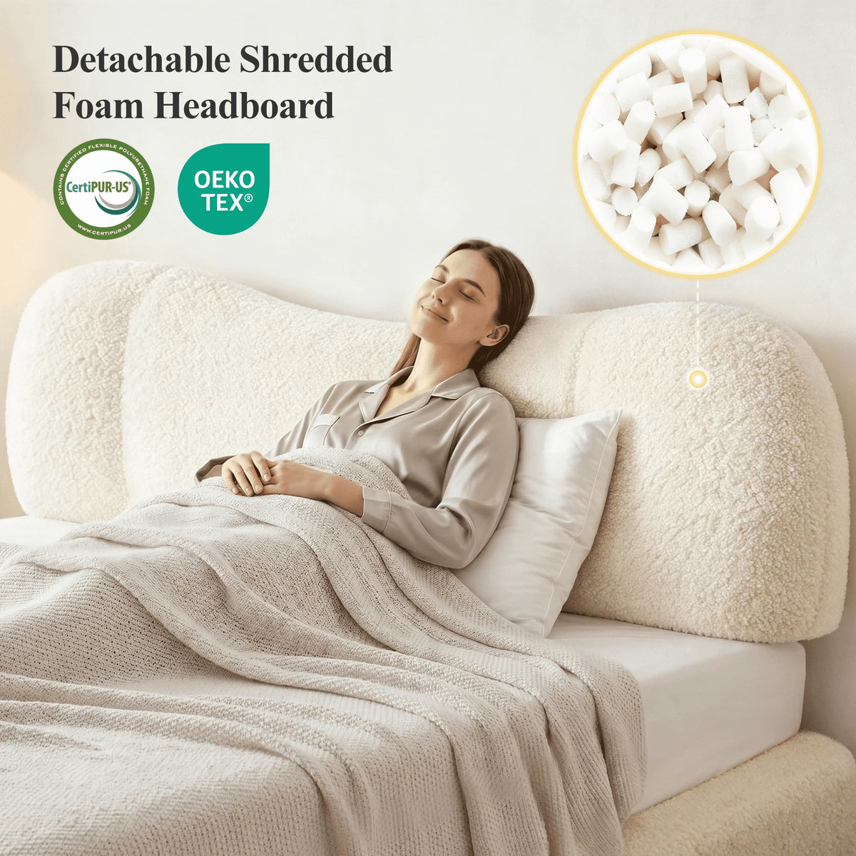 Cloud Bed Frame with Detachable Headboard
