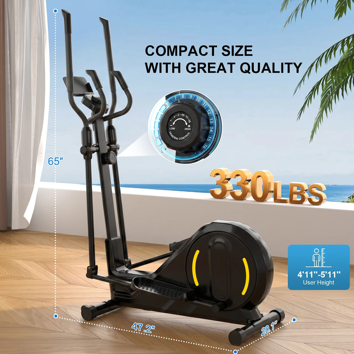 Elliptical Exercise Machine with Ultra-Quiet Magnetic Drive