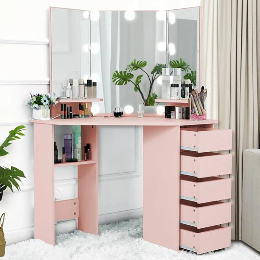 Teen Corner Makeup Vanity Mirror Desk