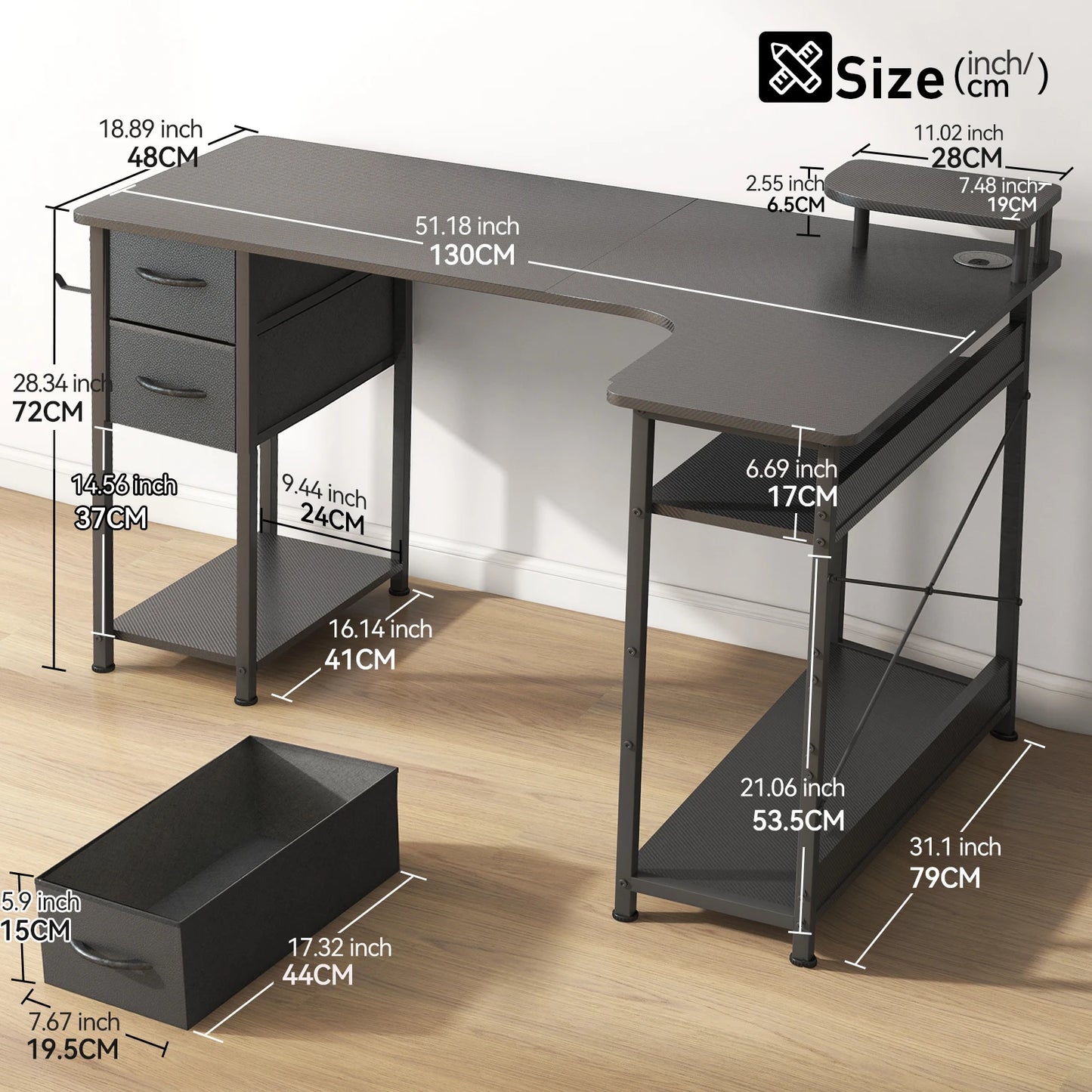Carbon Fiber Computer Desk w/Monitor Arm