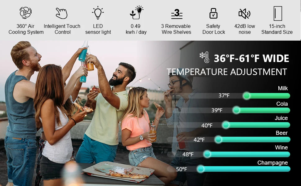 Beverage Refrigerator with Cooler Built-in Fridge