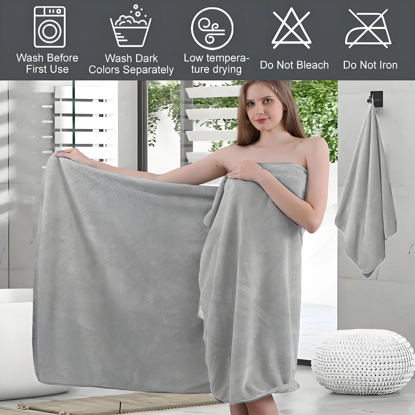 Towels Bath 8 Piece Towels Set, 2 Extra Large Bath Towels, 2 Hand Towels, 4 Washcloths, Cotton, Lighter Weight, Quicker to Dry