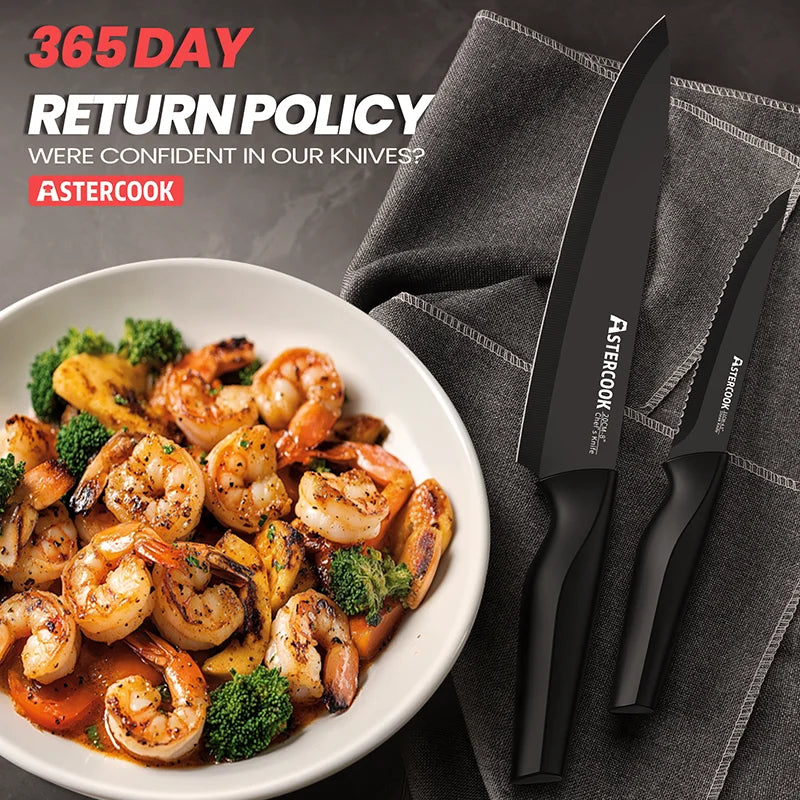 Kitchen Knife Set with Built-in Sharpener Block