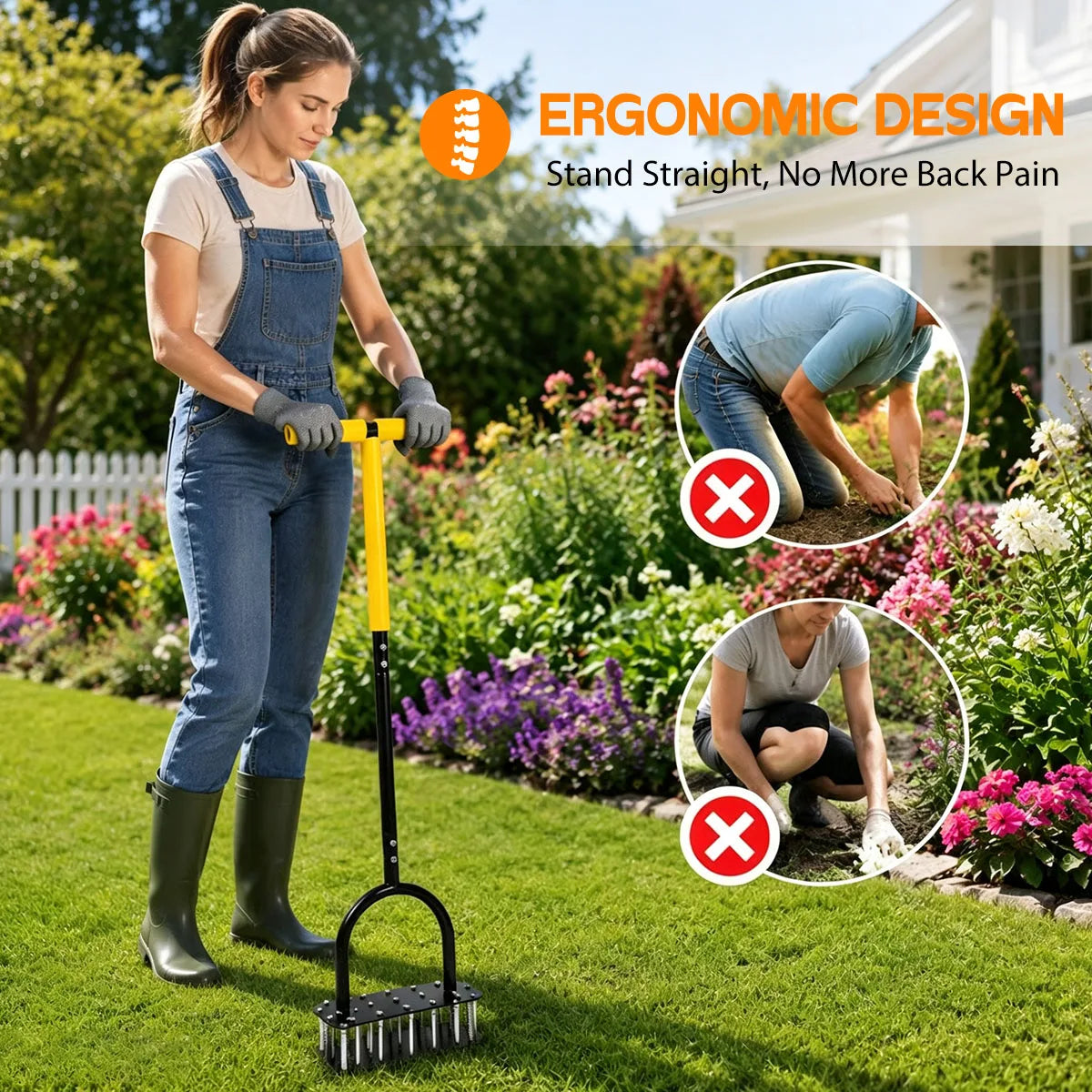 Stand‑Up Manual Lawn Core Aerator,