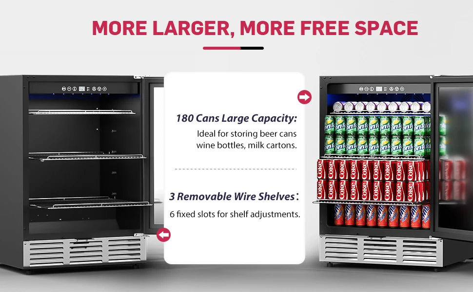 Under Counter Beverage Fridge with Glass Door