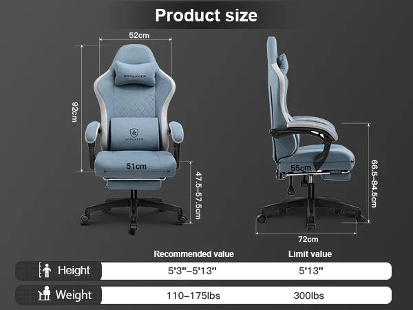 Gaming Chair with Pocket Spring Cushion and Ergonomic Office Chair