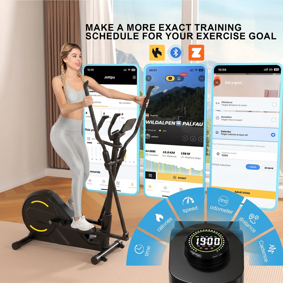 Elliptical Exercise Machine with Ultra-Quiet Magnetic Drive