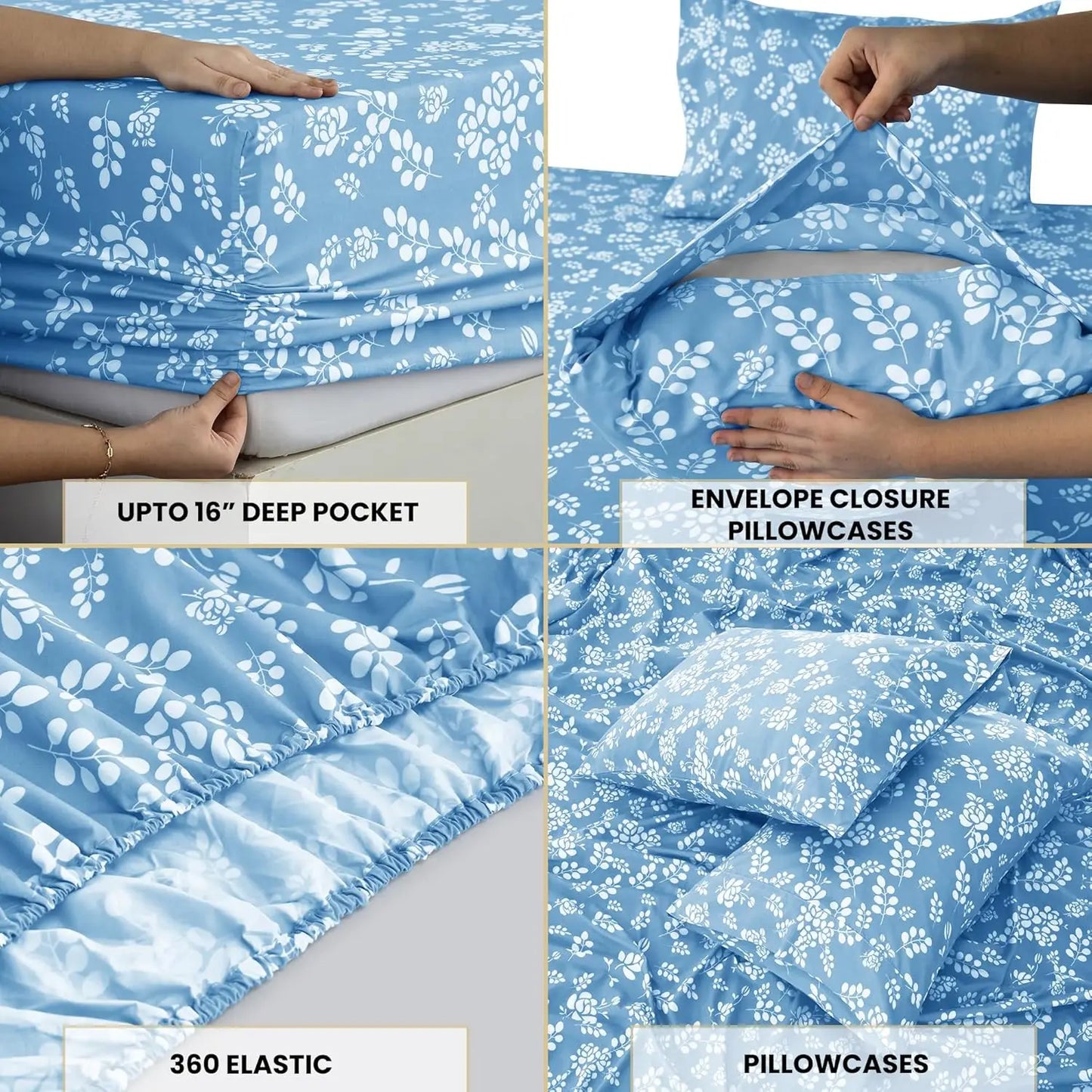 Floral Sheet Set – Soft Microfiber and Wrinkle-Free