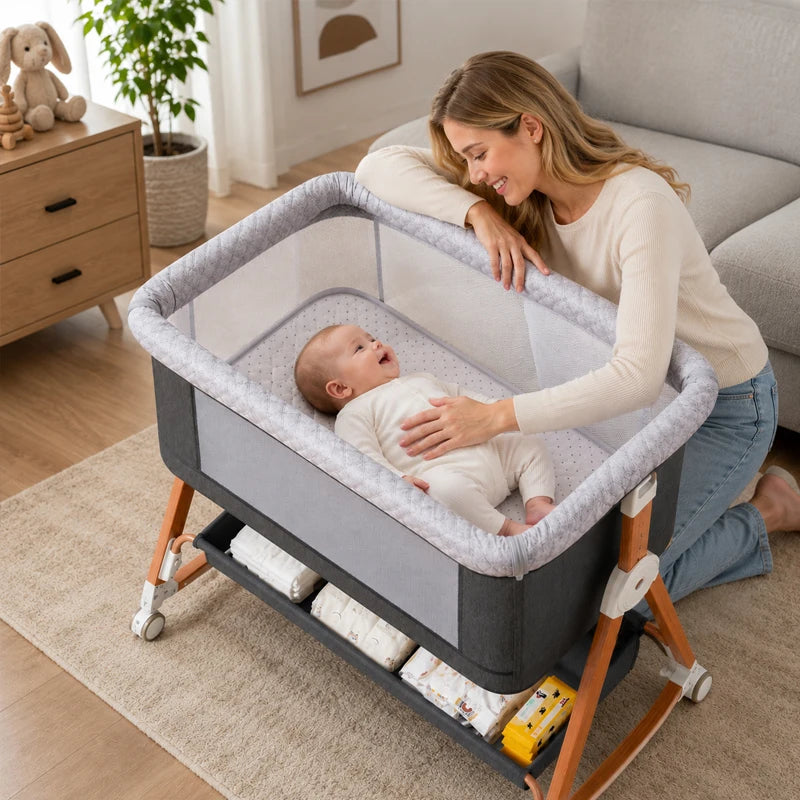 Baby Bassinet Bedside Sleeper with Diaper Changing Table