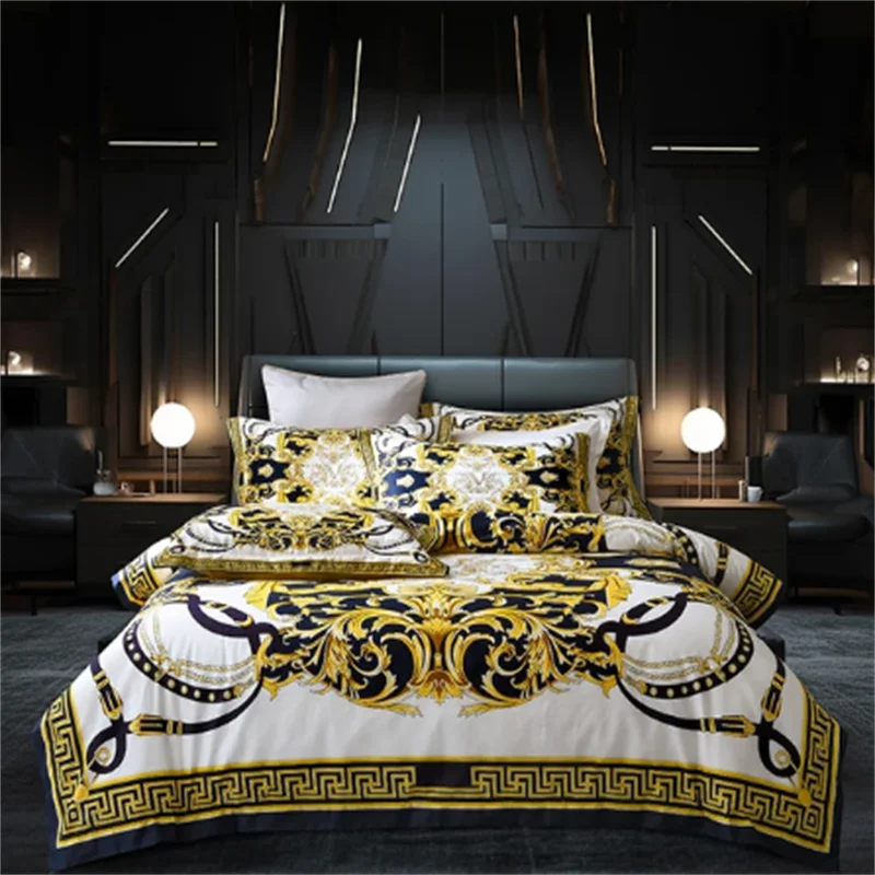 Luxury Modern Style Digital Printing Cotton Fabric Bedding Set