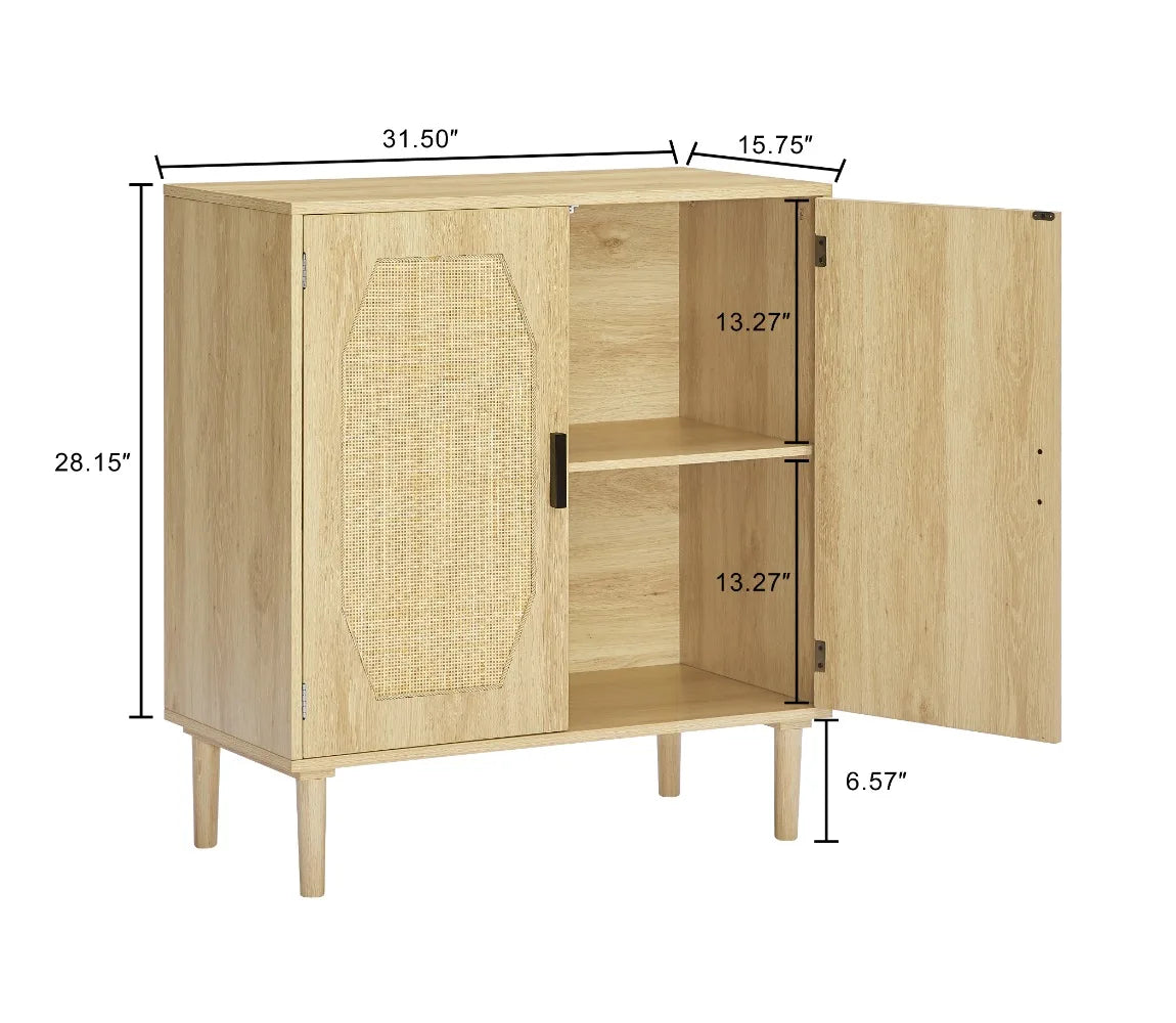 Modern Natural Rattan Decorative Doors Storage Cabinets