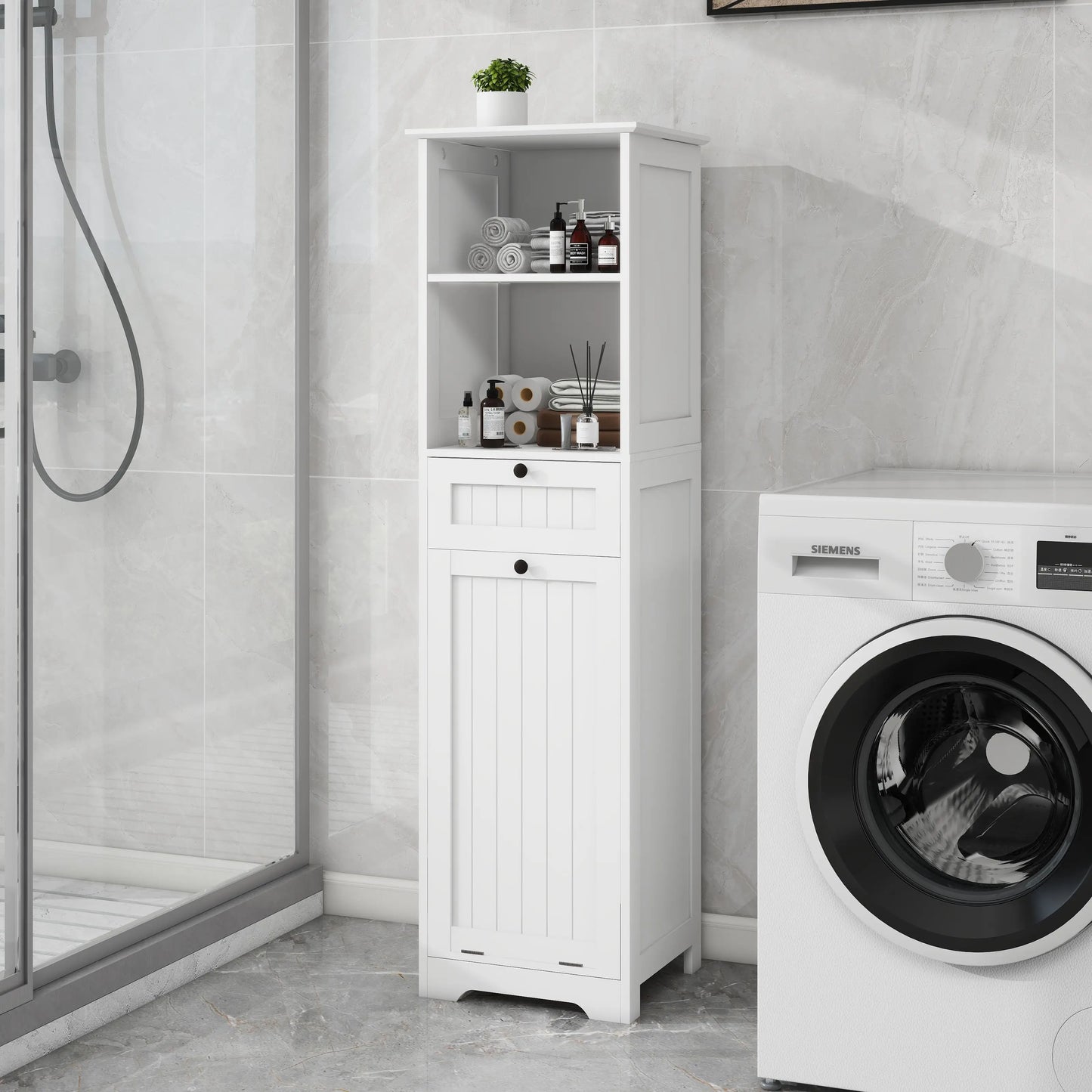 Laundry Sorter Cabinet with Tilt-Out Feature