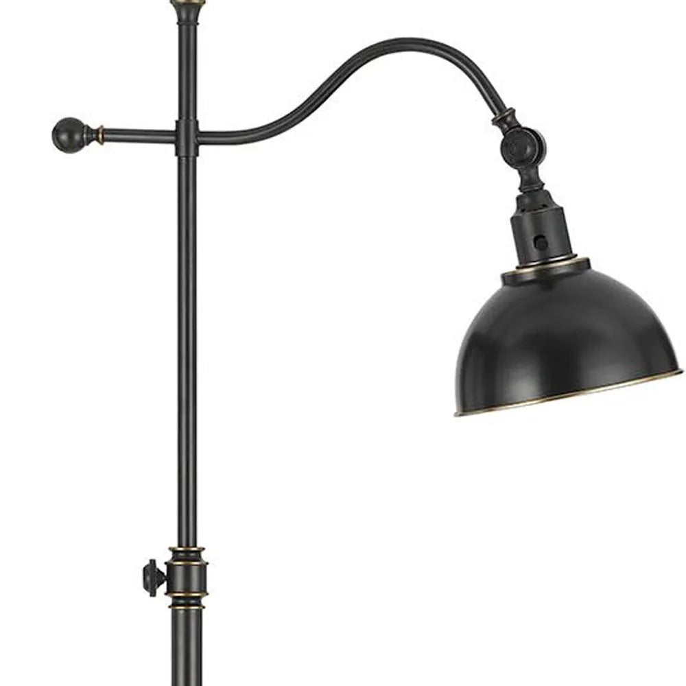 Traditional Shaped Bronze Adjustable Floor Lamp with Black Dome Shade