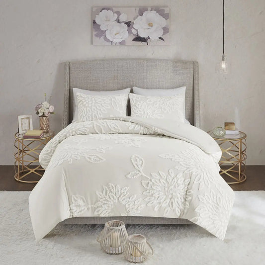 Floral Tufted Cotton Chenille Comforter Set