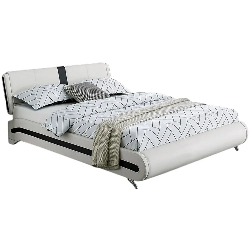 White Platform and Two Nightstands Elegant Bedroom Set