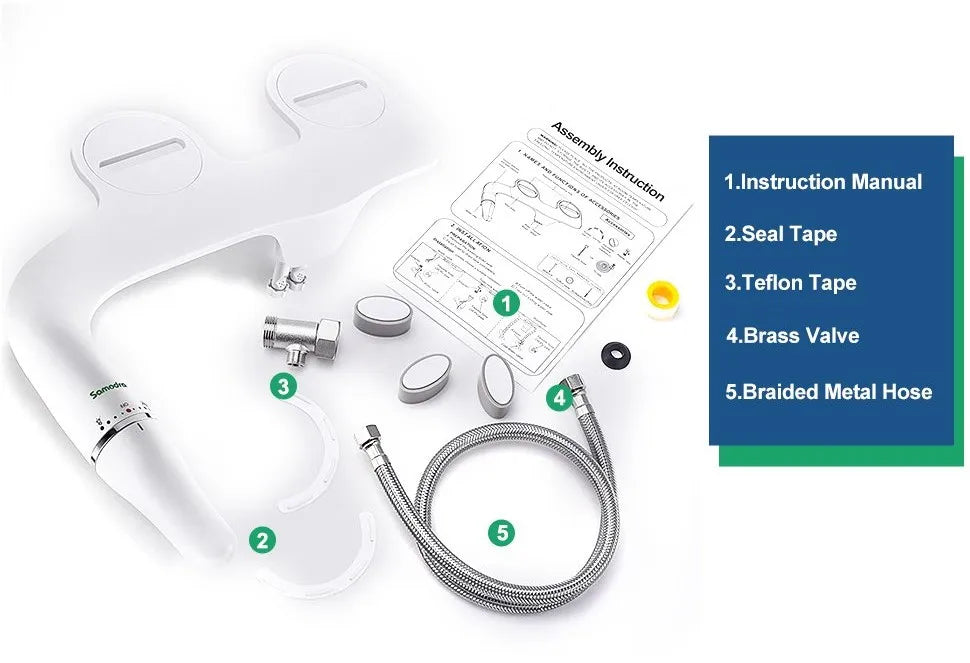 Toilet Bidet Ultra-Slim Bidet Seat With Brass Inlet Adjustable Water Pressure