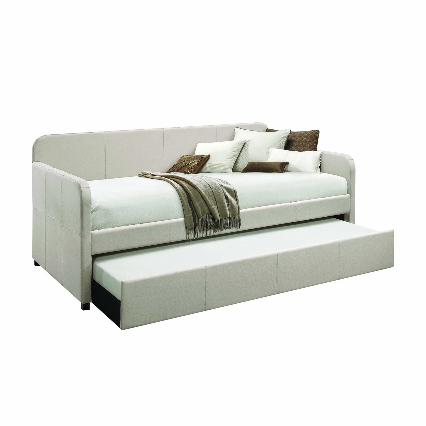 Twin Bed Frame in White and Light Gray Wood Accented