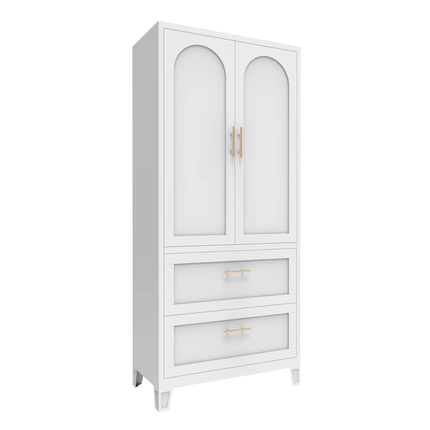 Convertible 2-Door 2-Drawer Cloth Wardrobe