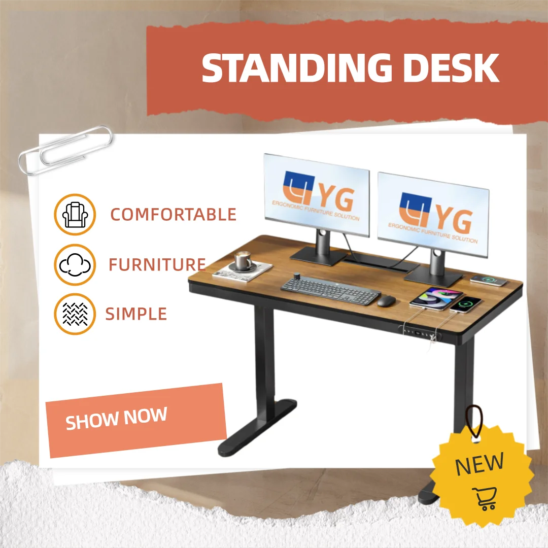 Electric Standing Desk, Height Adjustable Desk with USB Charging Ports