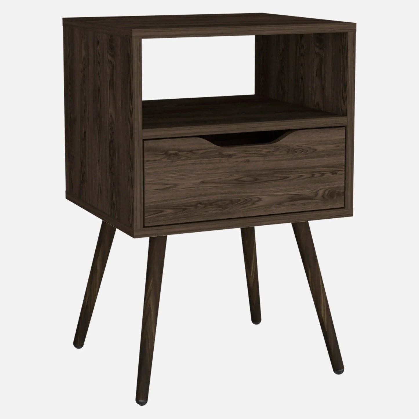Emma Nightstand with One Open Shelf and One Drawer