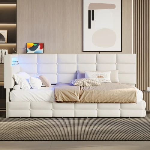 Upholstered Twin Size Daybed with Storage