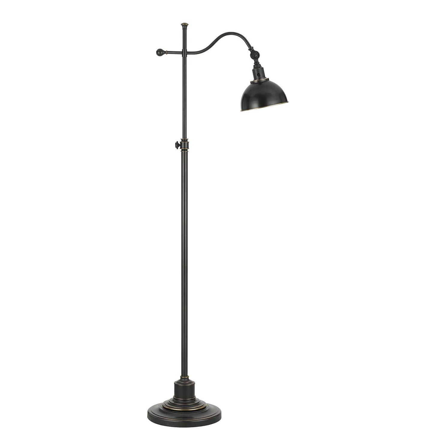 Traditional Shaped Bronze Adjustable Floor Lamp with Black Dome Shade