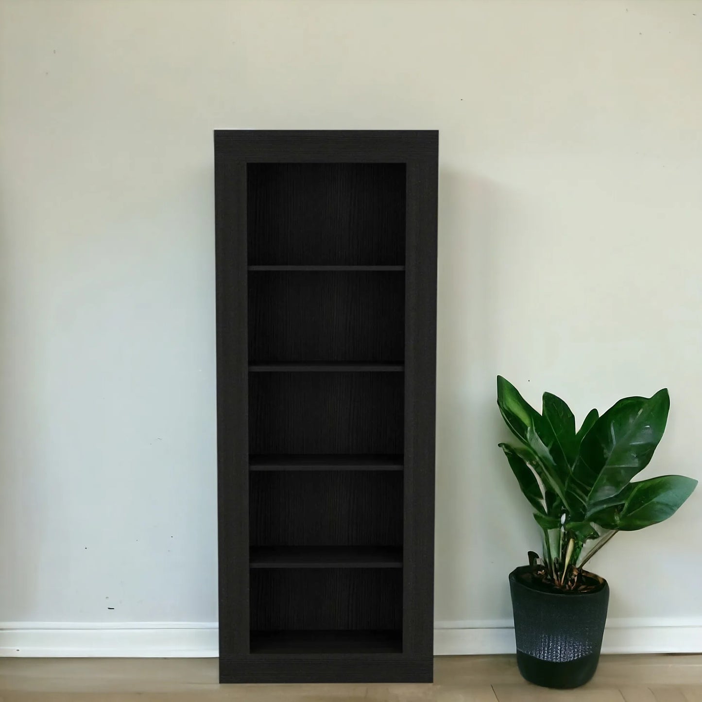 Rustic Oak Wood Black Bookshelf
