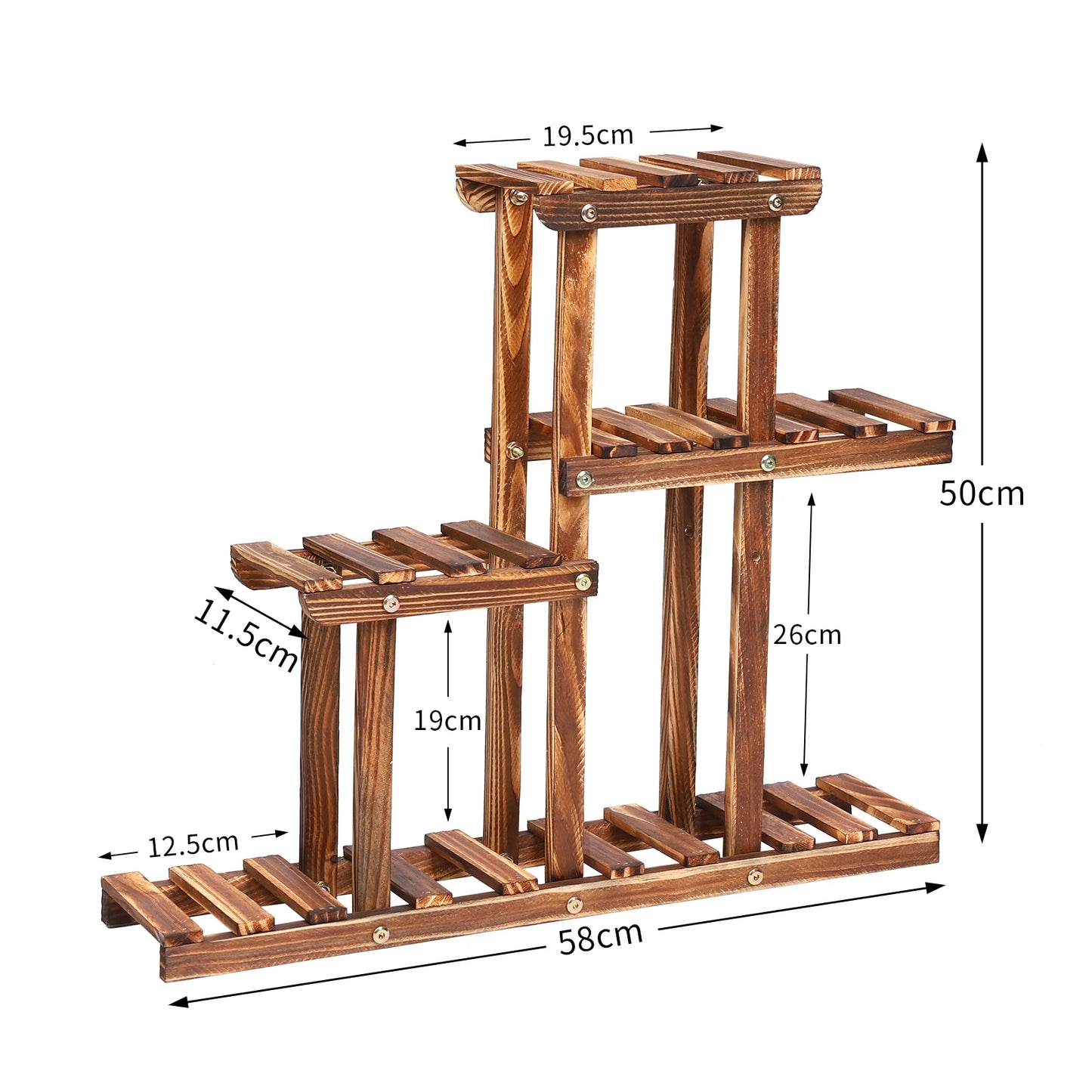 Carbonized Wood Plant Stand Multi Tier Succulent Rack
