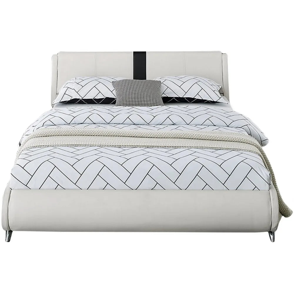 White Platform and Two Nightstands Elegant Bedroom Set