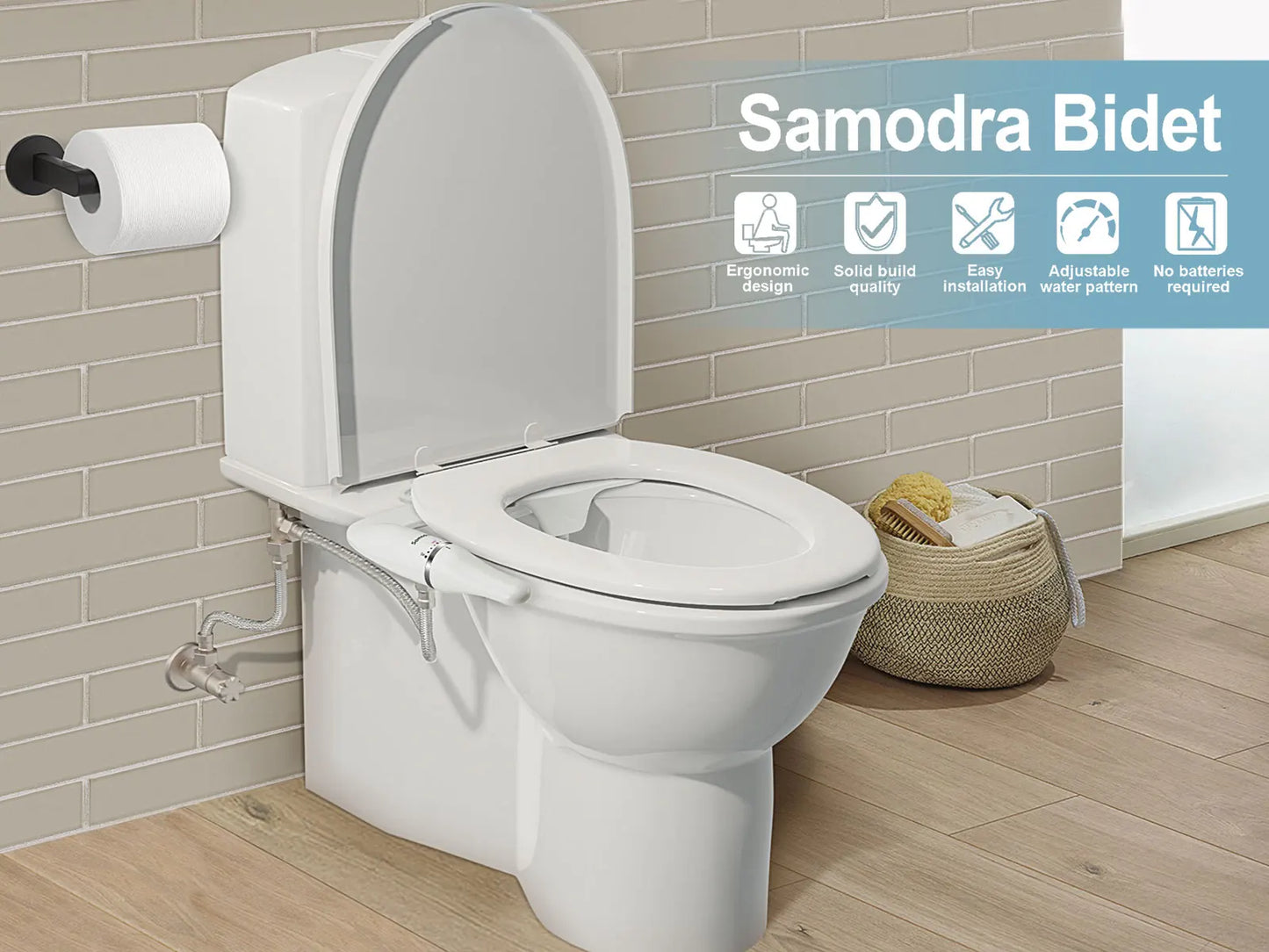 Toilet Bidet Ultra-Slim Bidet Seat With Brass Inlet Adjustable Water Pressure