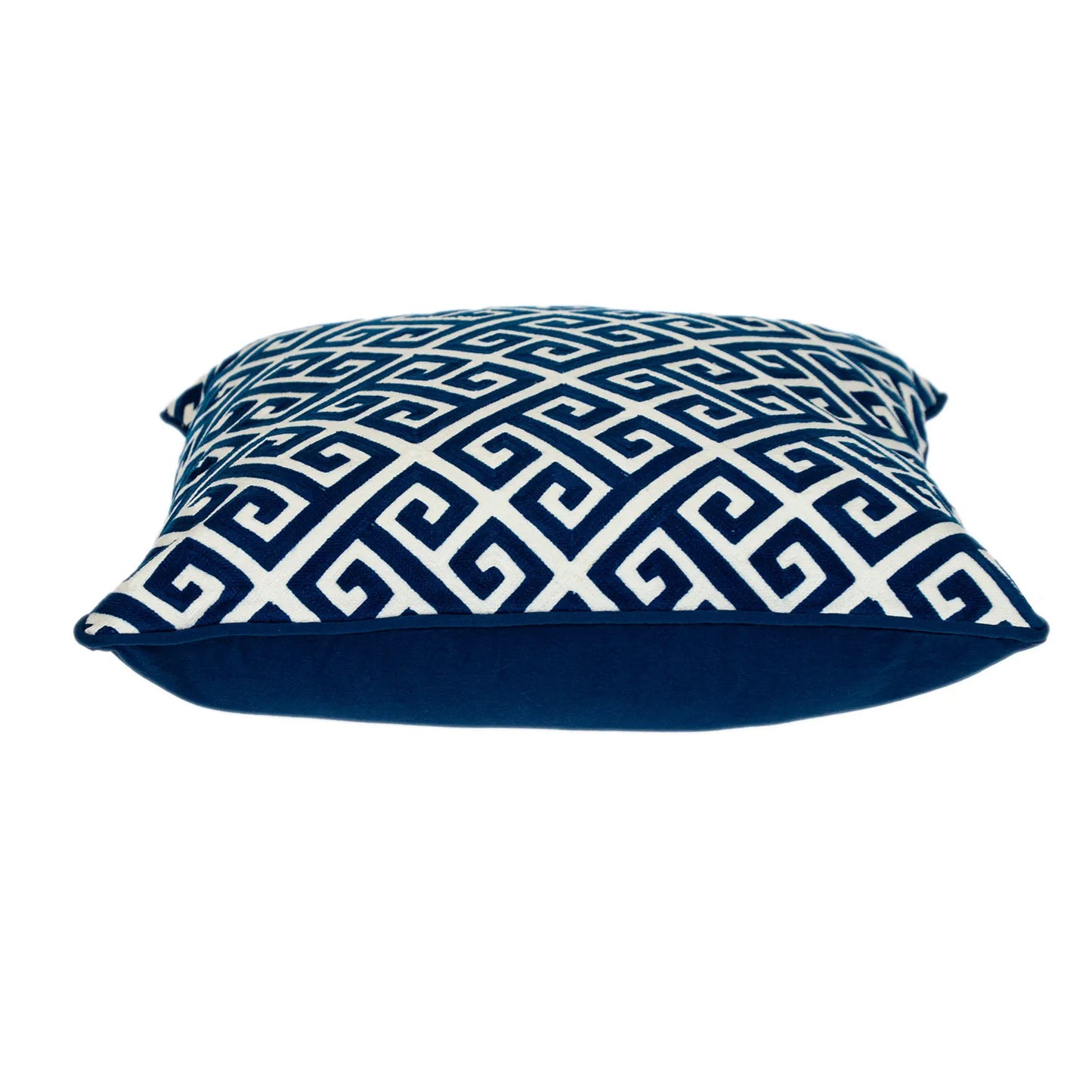 HMS 20 Blue Greek Key Cotton Decorative Throw Pillow