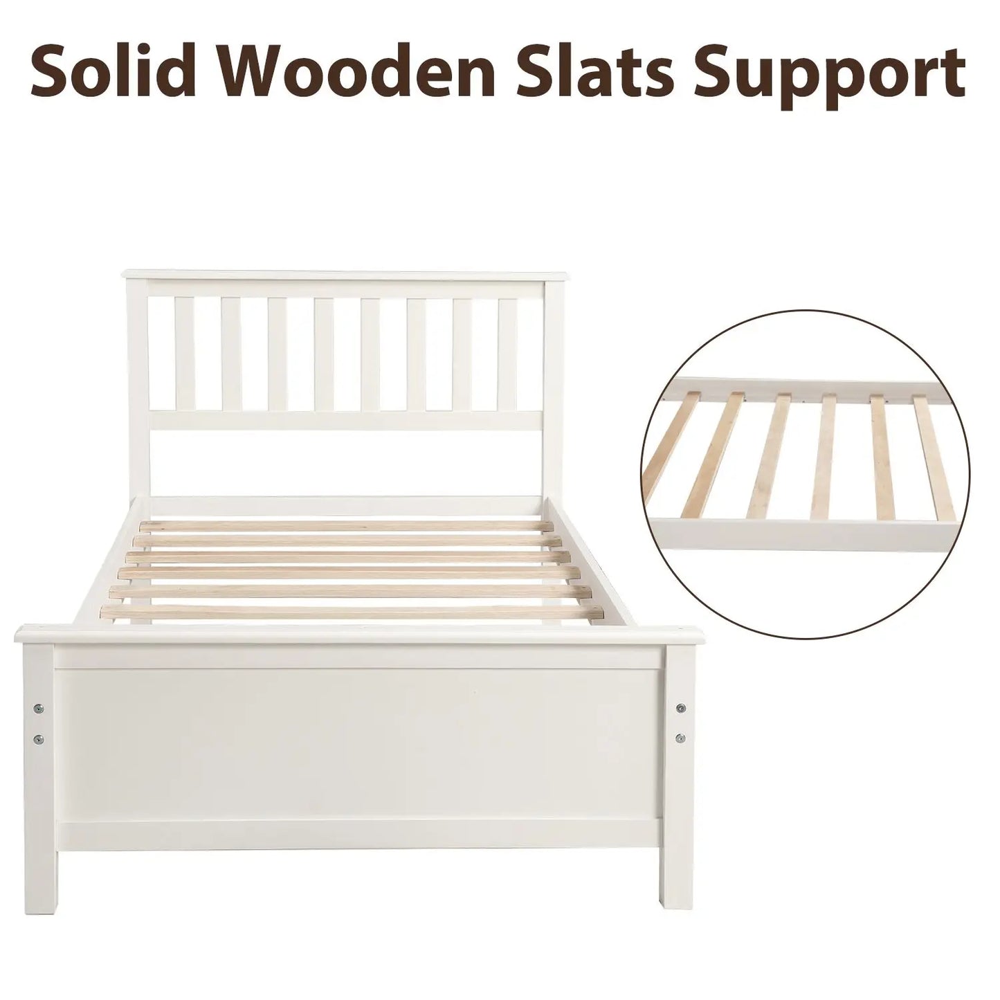 American Modern Double Bed Twin Size Solid Wood Platform