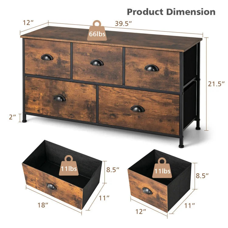 European Style Dresser Organizer with Teak Wooden Top Space-Saving