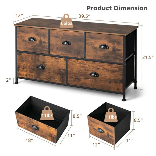 European Style Dresser Organizer with Teak Wooden Top Space-Saving