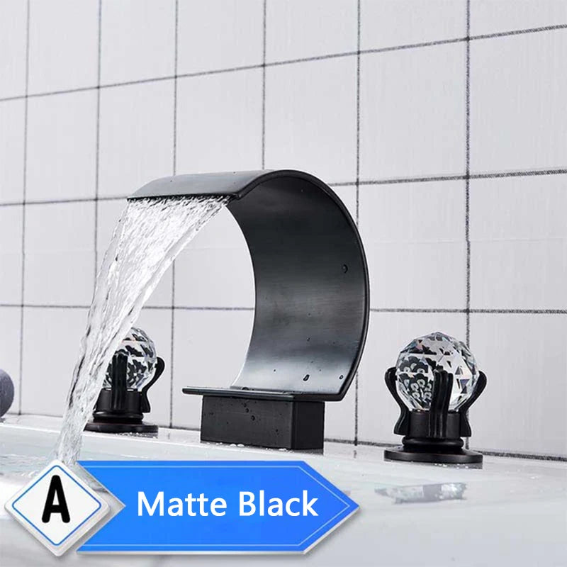 Bright Golden Waterfall Basin Faucet