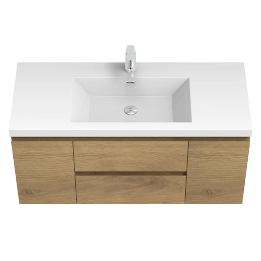 Angela Natural Oak & White Bathroom Vanity