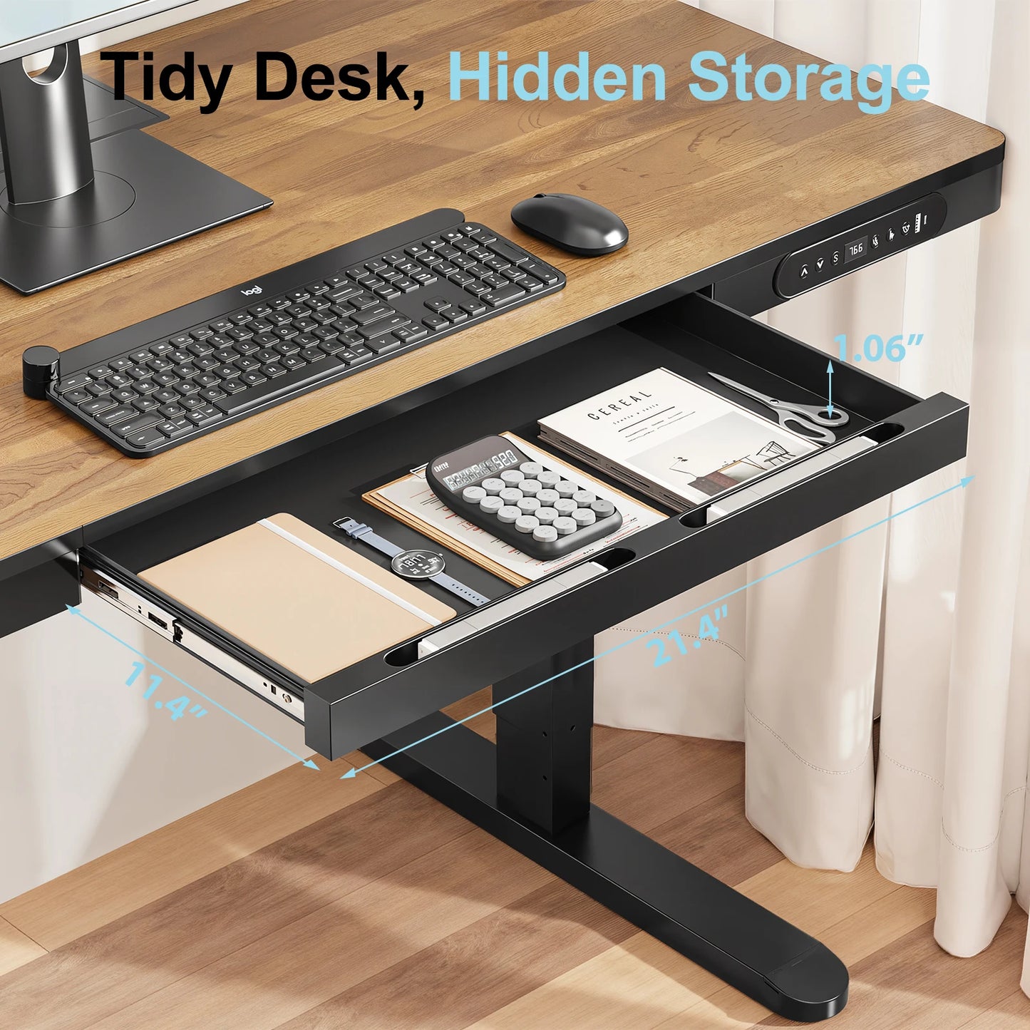 Electric Standing Desk, Height Adjustable Desk with USB Charging Ports