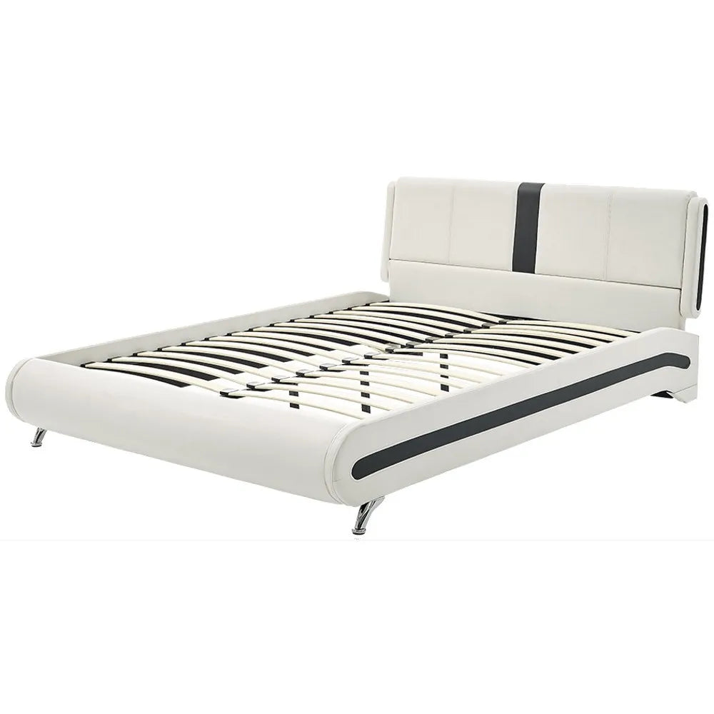 White Platform and Two Nightstands Elegant Bedroom Set