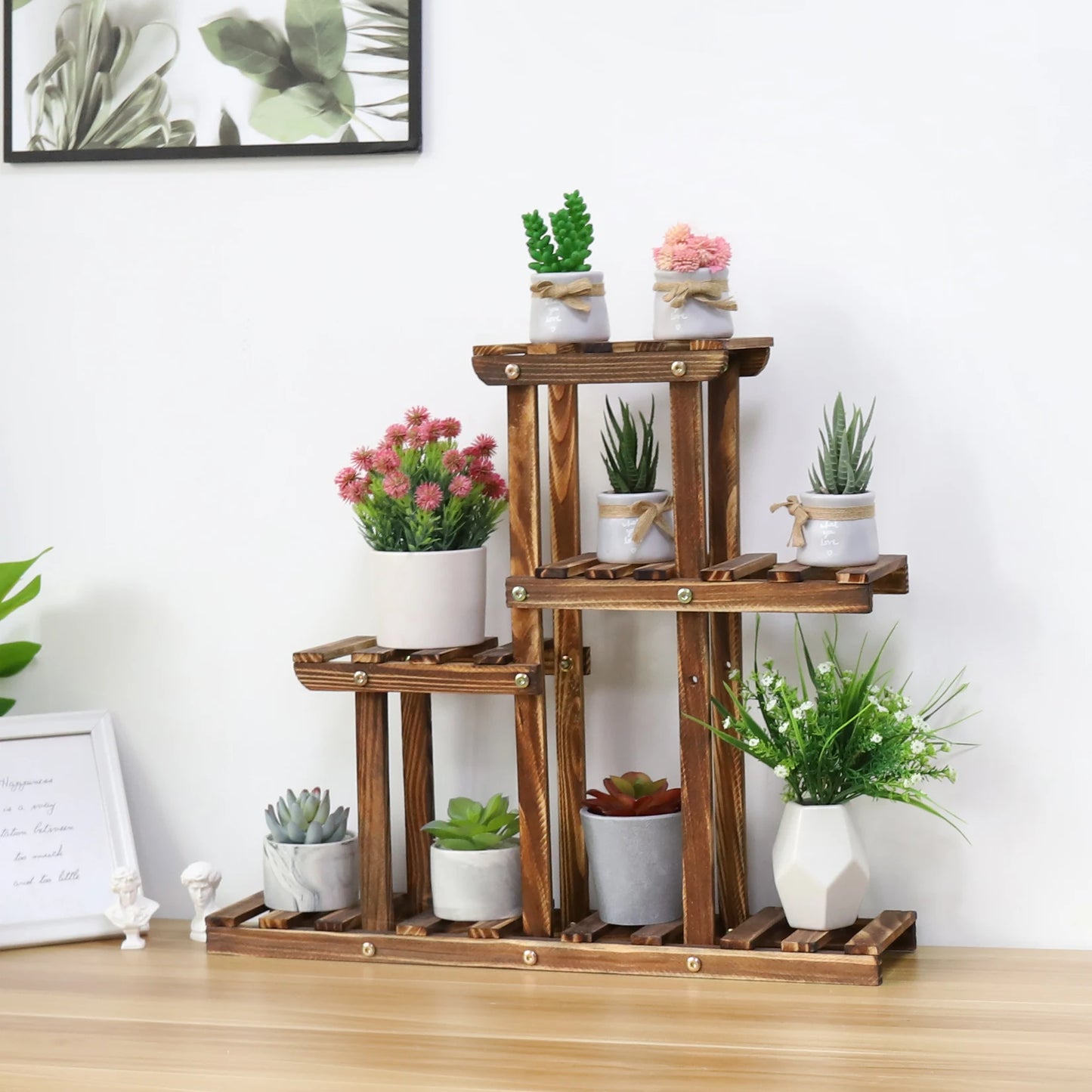 Carbonized Wood Plant Stand Multi Tier Succulent Rack