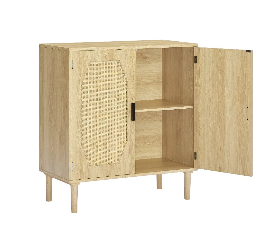 Modern Natural Rattan Decorative Doors Storage Cabinets