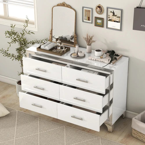 Elegant High Gloss Dresser with Metal Handle