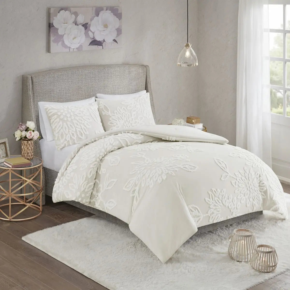 Floral Tufted Cotton Chenille Comforter Set