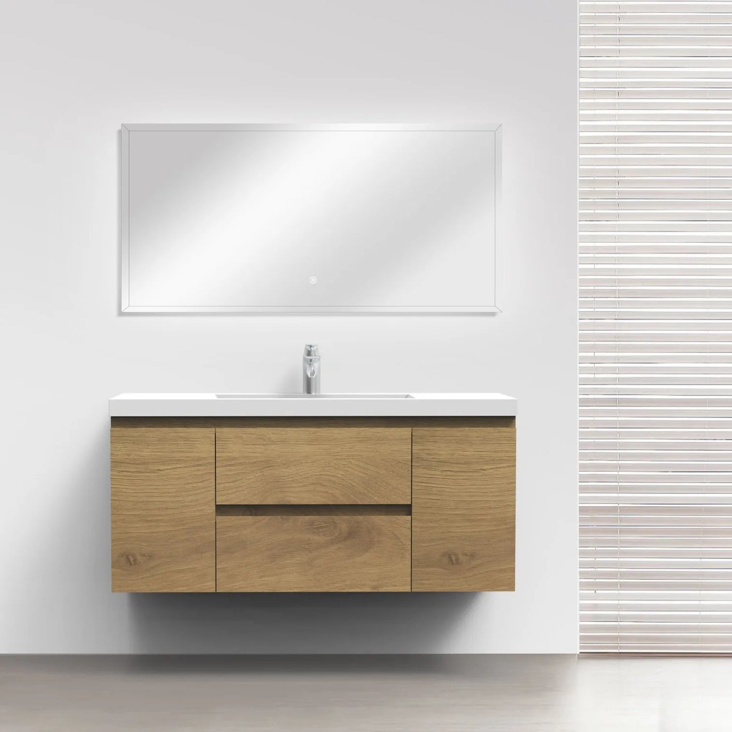 Angela Natural Oak & White Bathroom Vanity