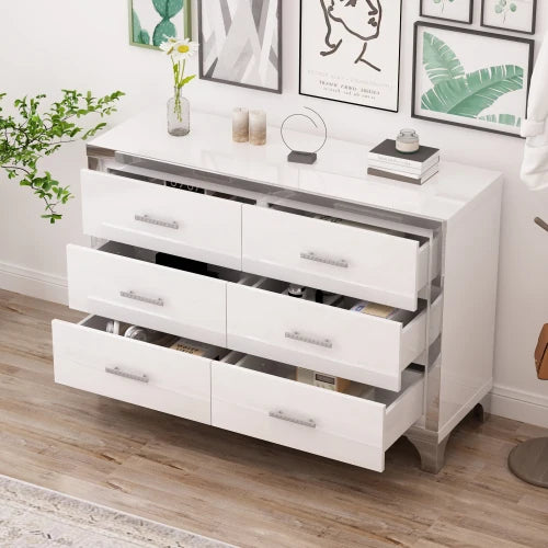 Elegant High Gloss Dresser with Metal Handle