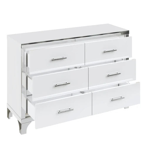 Elegant High Gloss Dresser with Metal Handle