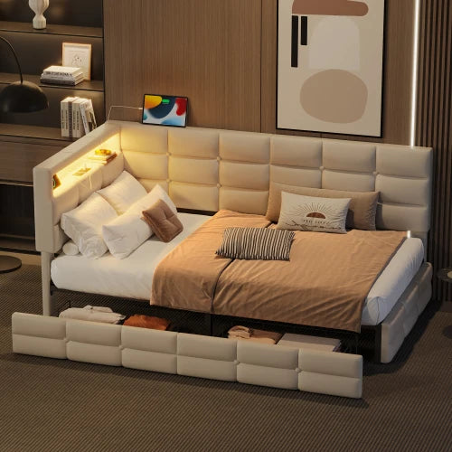Upholstered Twin Size Daybed with Storage