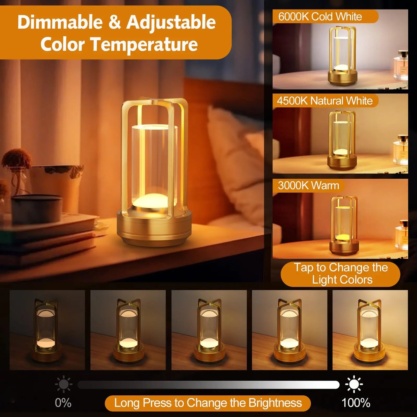 Cordless Rechargeable Portable Table Lamp