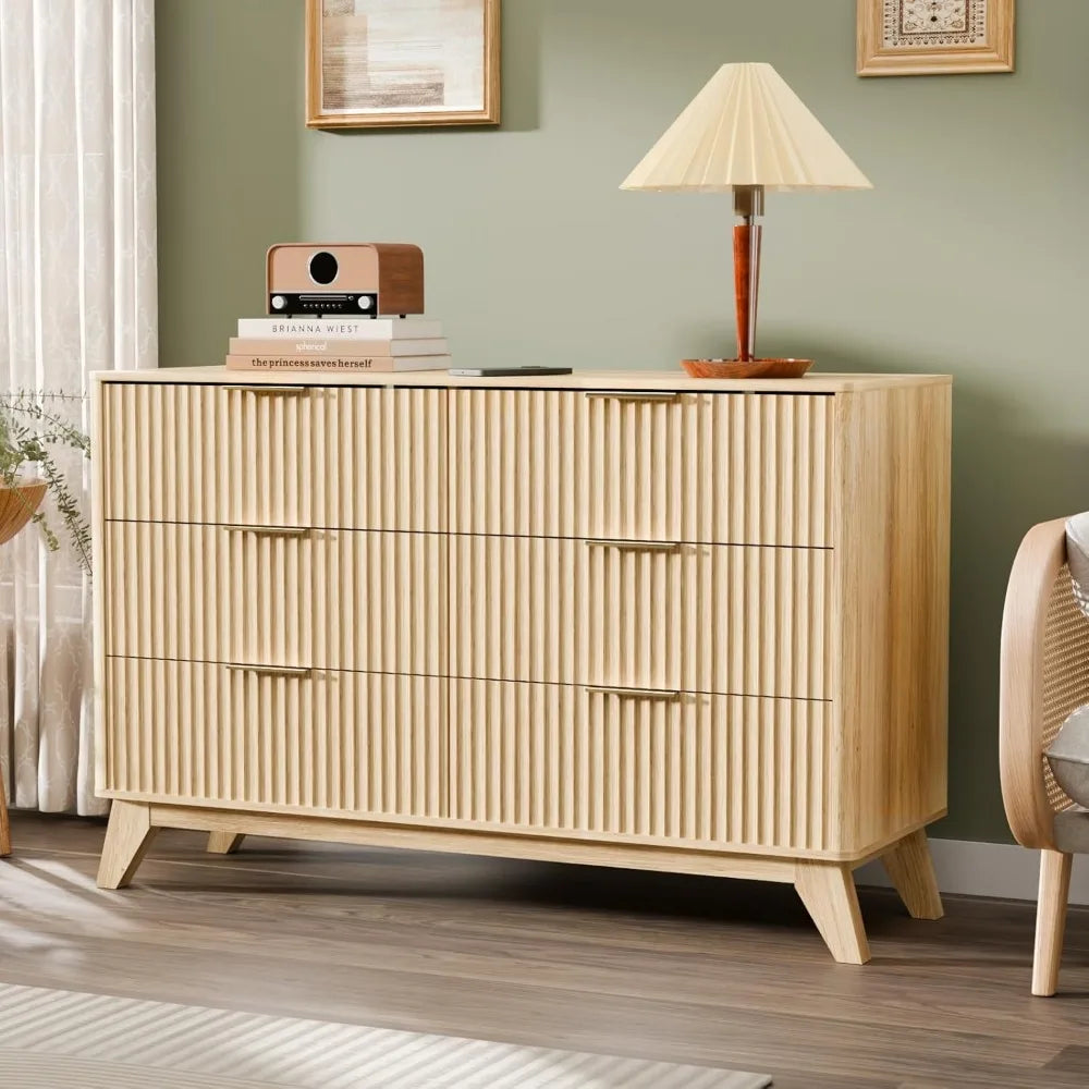 Mid Century Modern Wood Dresser with Rounded Edges for the Bedroom